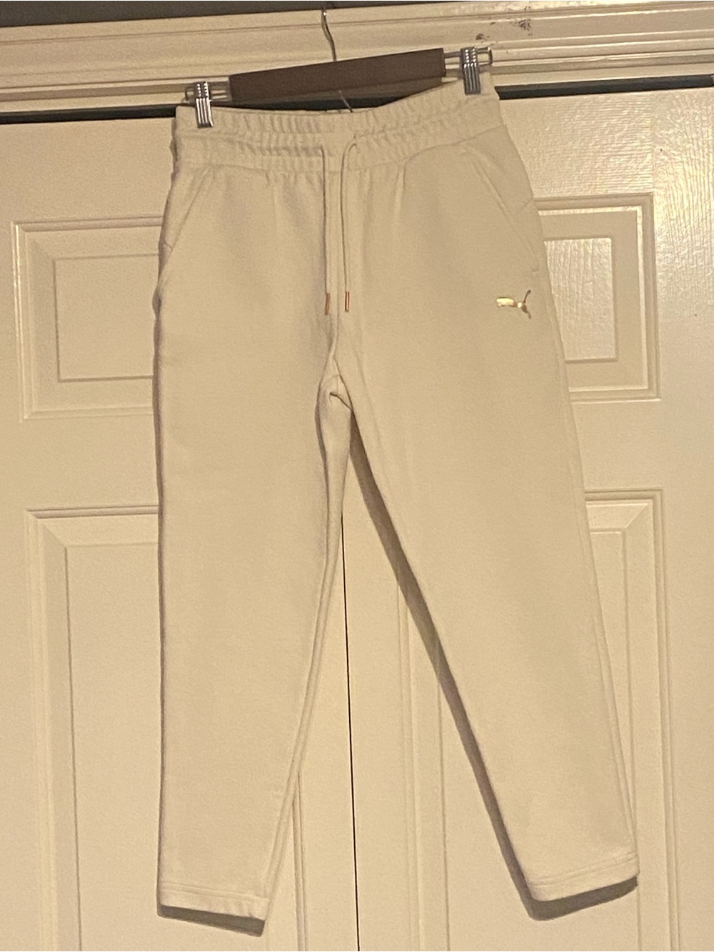 Puma Cream Joggers with Gold Puma Logo